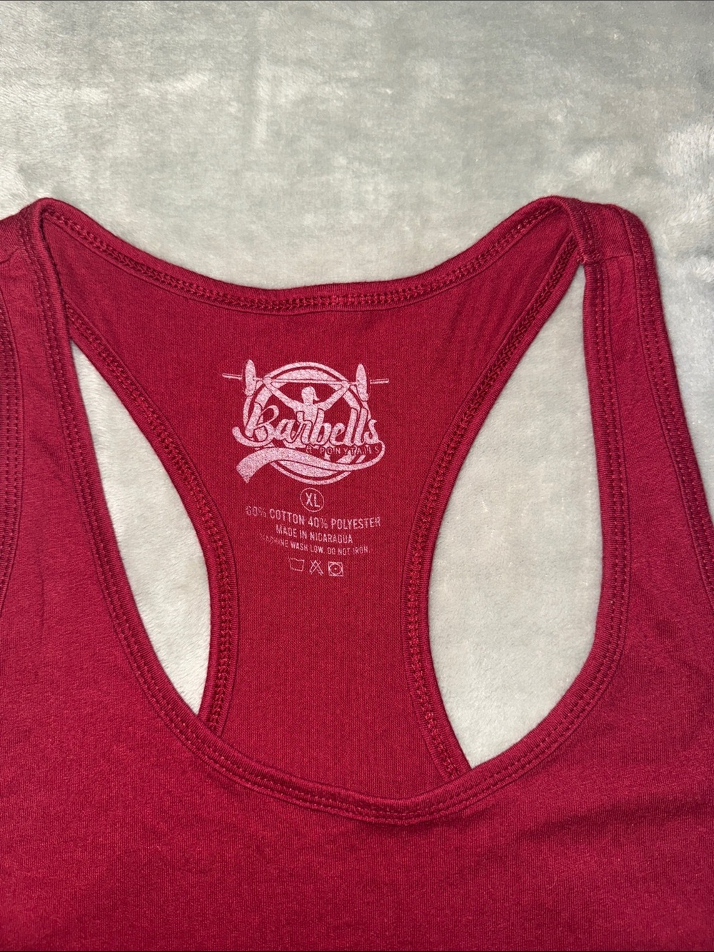 Barbells & Ponytails Women's Racerback Tank Top - Burgundy - Picture 2 of 6